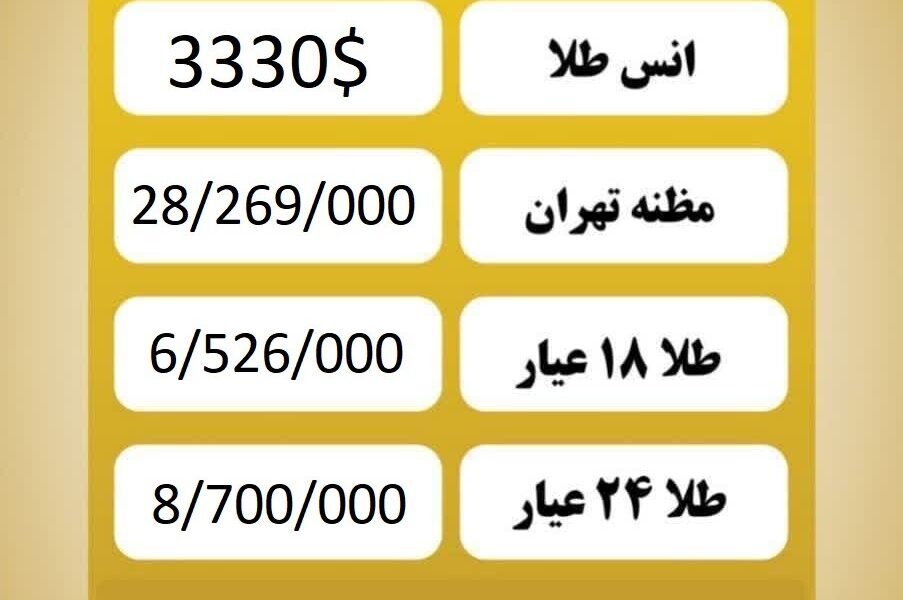 قیمت طلا امروز پنجشنبه ۱ خرداد ۱۴۰۴ قیمت طلا امروز پنجشنبه ۱ خرداد ۱۴۰۴