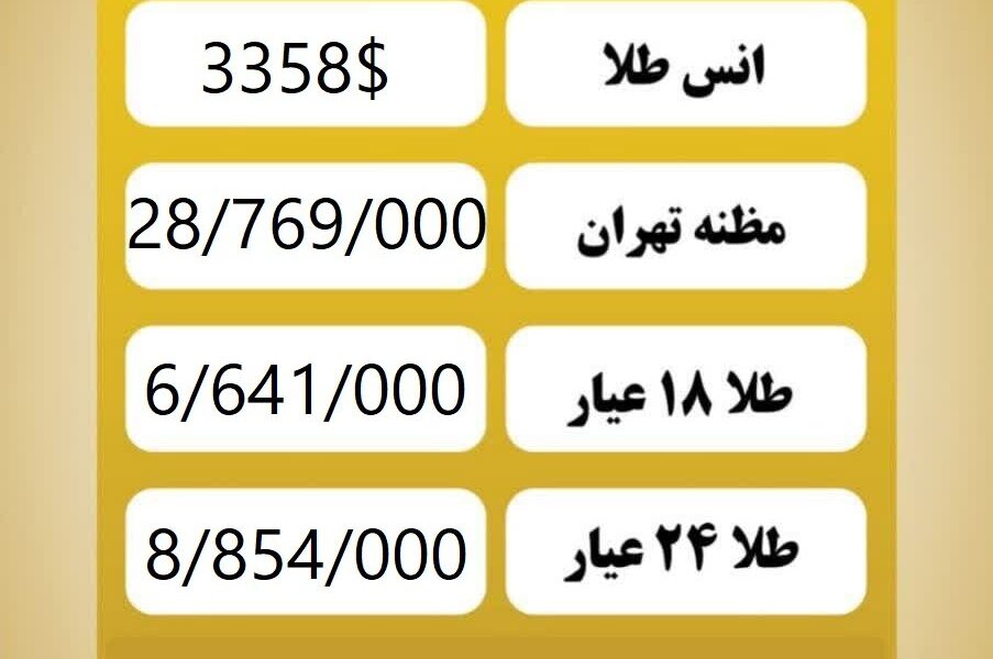 قیمت طلا امروز شنبه ۳ خرداد ۱۴۰۴