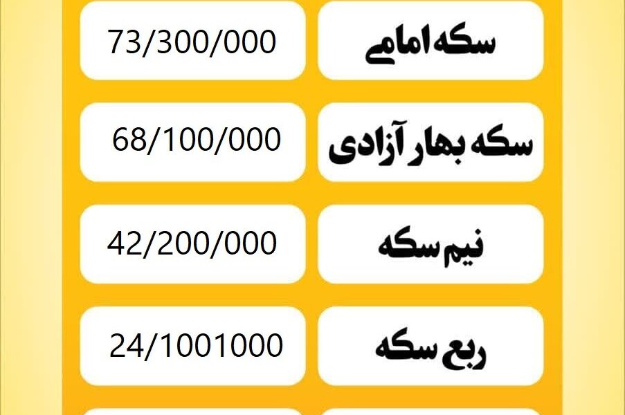 قیمت سکه امروز دوشنبه ۵ خرداد ۱۴۰۴ قیمت سکه امروز دوشنبه ۵ خرداد ۱۴۰۴