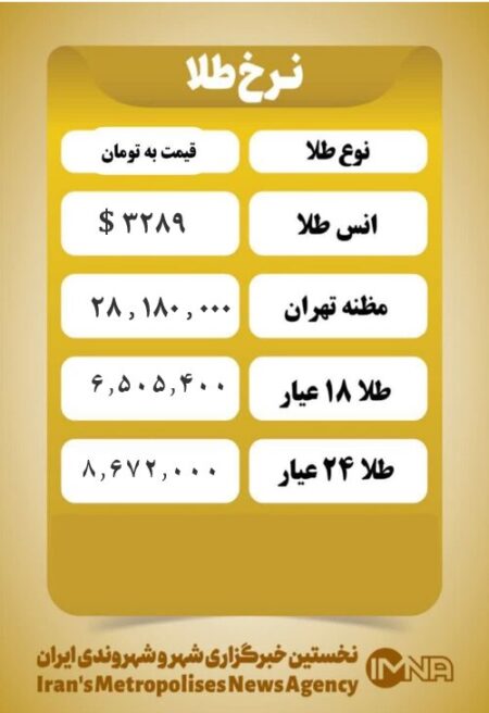قیمت طلا امروز شنبه ۱۰ خرداد ۱۴۰۴