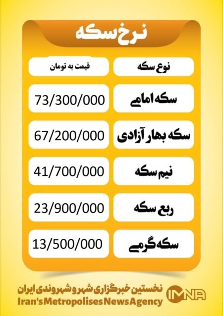 قیمت سکه امروز شنبه ۱۷ خرداد ۱۴۰۴