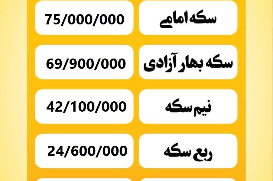 قیمت سکه امروز شنبه ۷ تیر ۱۴۰۴ قیمت سکه امروز شنبه ۷ تیر ۱۴۰۴