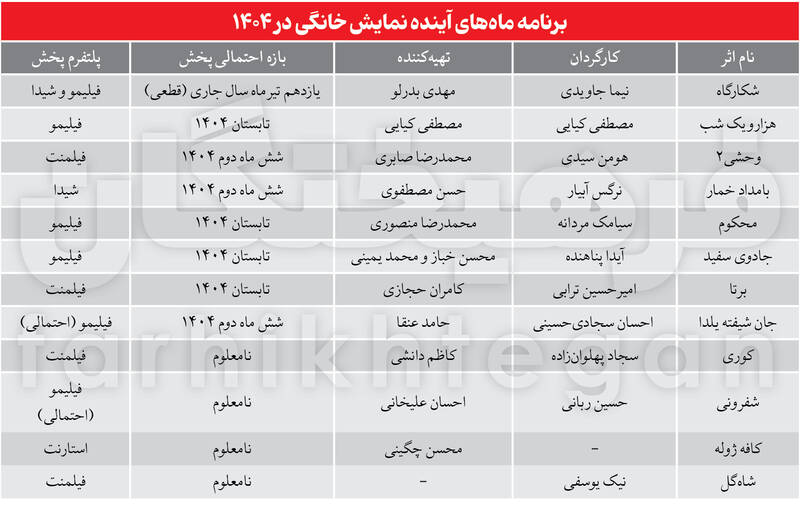 آثار تولیدی نمایش خانگی در حال تکمیل است/تابستانِ ولرم پلتفرمی آثار تولیدی نمایش خانگی در حال تکمیل است/تابستانِ ولرم پلتفرمی