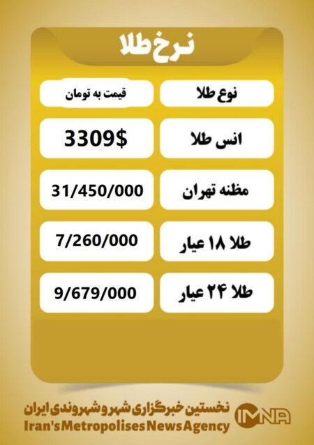 قیمت طلا امروز دوشنبه ۱۶ تیر ۱۴۰۴ قیمت طلا امروز دوشنبه ۱۶ تیر ۱۴۰۴