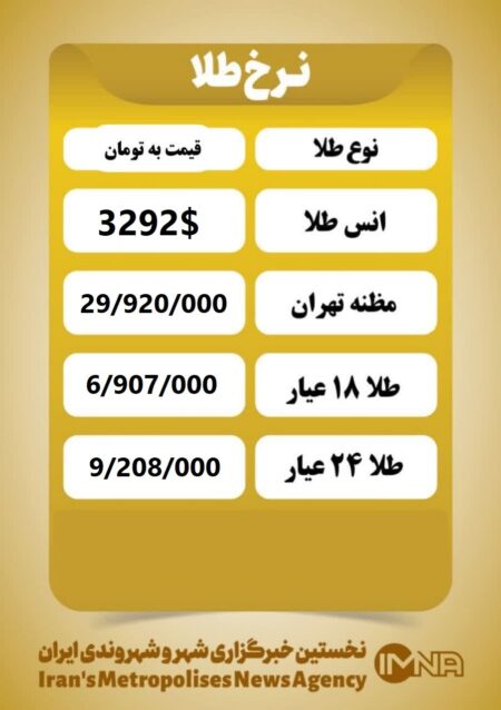 قیمت طلا امروز چهارشنبه ۱۸ تیر ۱۴۰۴