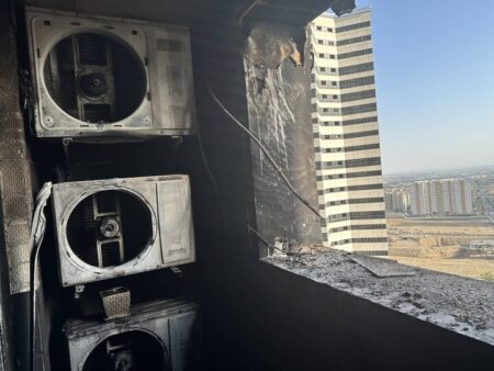 آتش سوزی یک برج در تهران