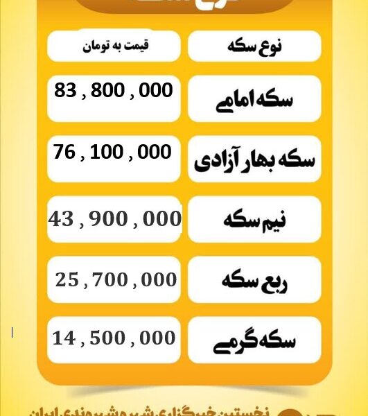 قیمت سکه امروز  دوشنبه ۲۷ مرداد ۱۴۰۴