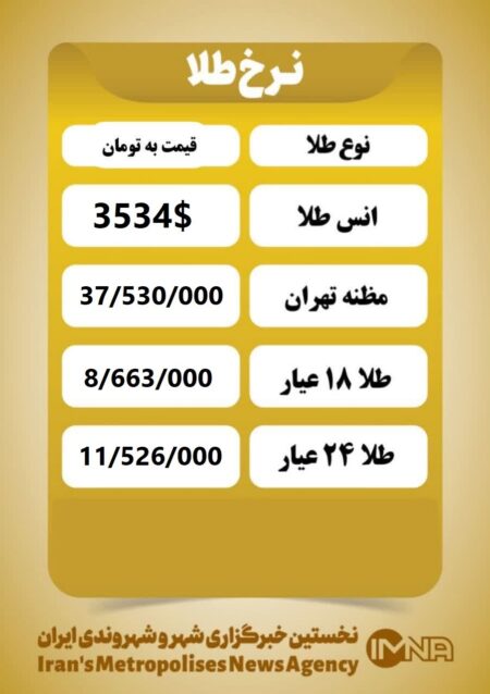 قیمت طلا امروز چهارشنبه ۱۲ شهریور ۱۴۰۴