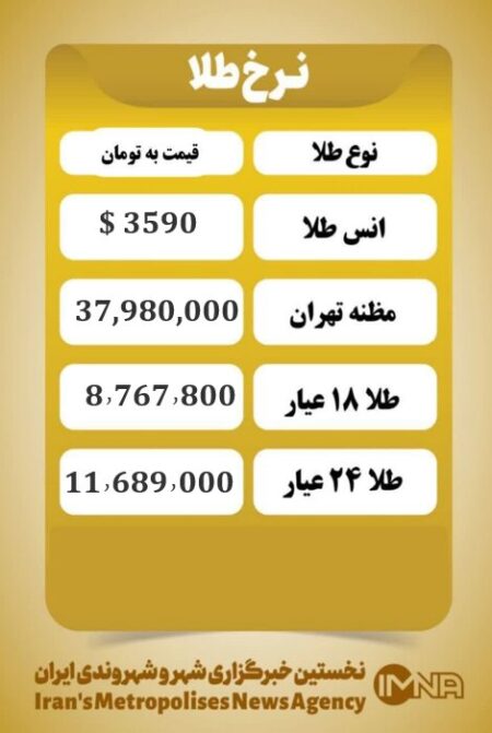 قیمت طلا امروز شنبه ۱۶ شهریور ۱۴۰۴
