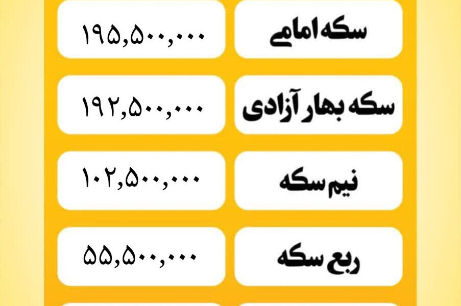 قیمت سکه امروز دوشنبه ۲۰ بهمن ۱۴۰۴ قیمت سکه امروز یکشنبه ۱۲ بهمن ۱۴۰۴