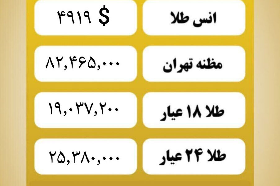 قیمت طلا ۱۸ عیار امروز سه شنبه ۲۸ بهمن ۱۴۰۴ قیمت طلا ۱۸ عیار امروز سه شنبه ۲۸ بهمن ۱۴۰۴