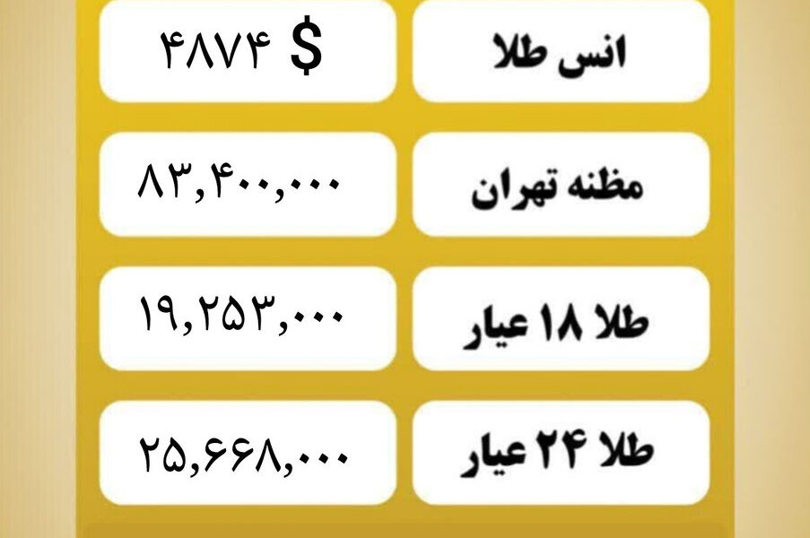 قیمت طلا امروز چهارشنبه ۲۹ بهمن ۱۴۰۴