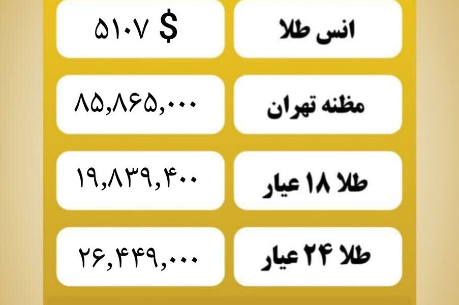 قیمت طلا امروز یکشنبه ۳ اسفند ۱۴۰۴