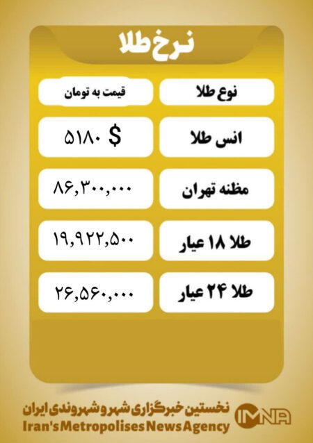 قیمت طلا امروز سه شنبه ۵ اسفند ۱۴۰۴